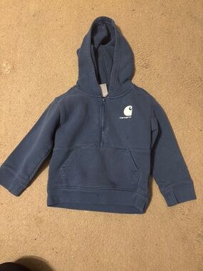 Carhartt Kids Blue Half-Zip Hooded Sweatshirt